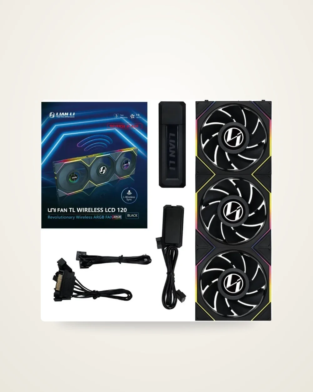 Lian Li Uni Fan Tl LCD120 Mm 3 Pack Black Wireless