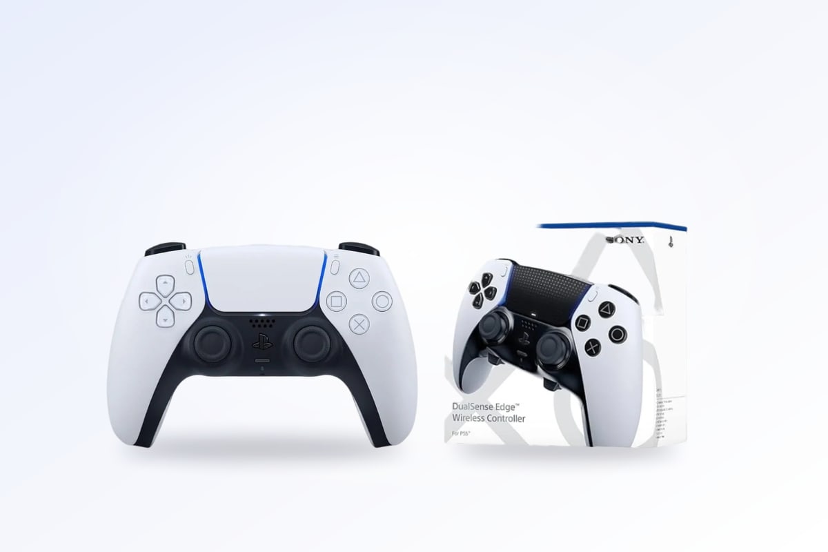 DualSense wireless controller next to the DualSense Edge