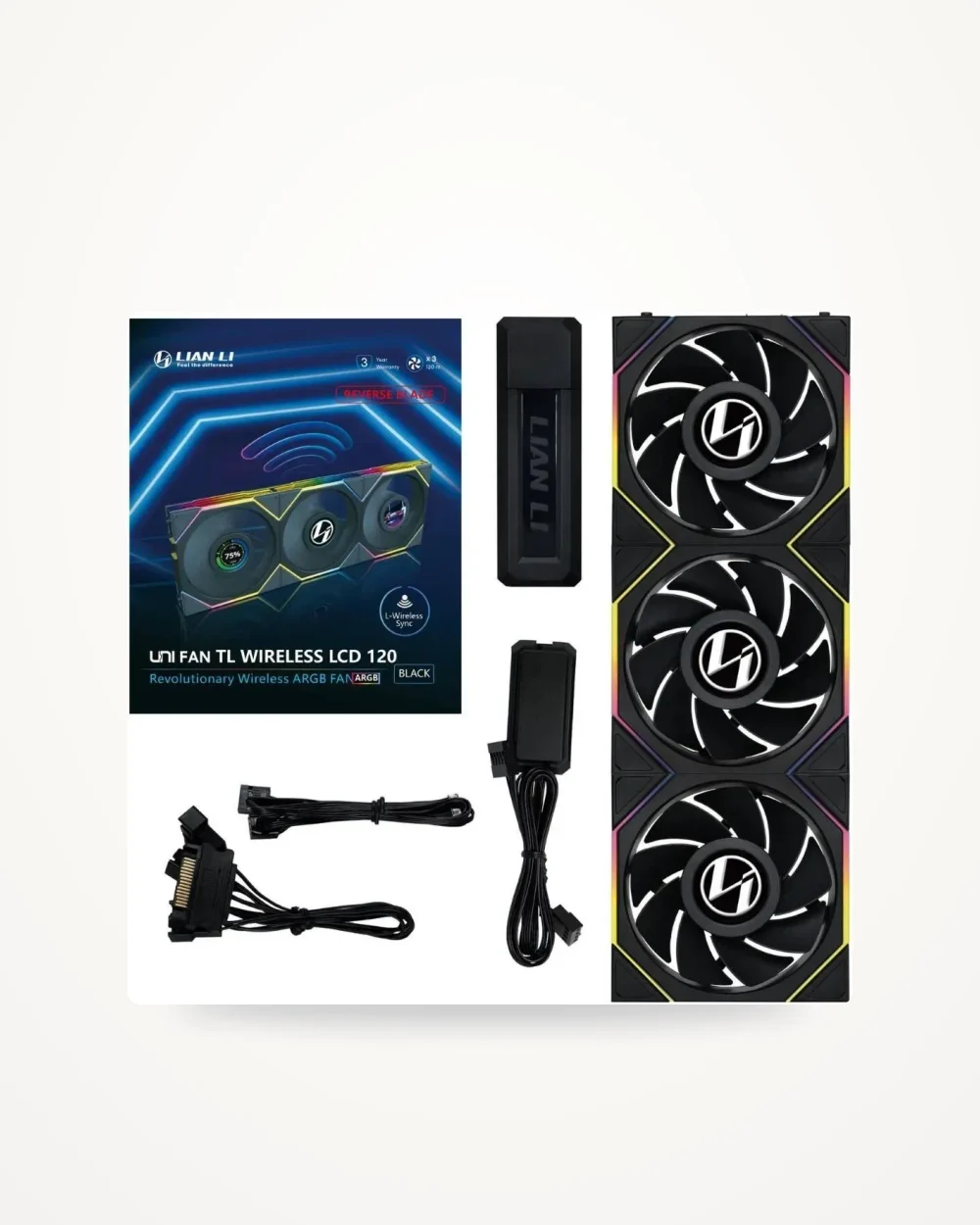 Lian Li Uni Fan Tl LCD120 Mm 3 Pack Black Wireless